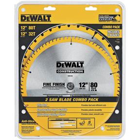 DW3128P5 12" x 1" 32T, 80T Construction Combo Blade Pack