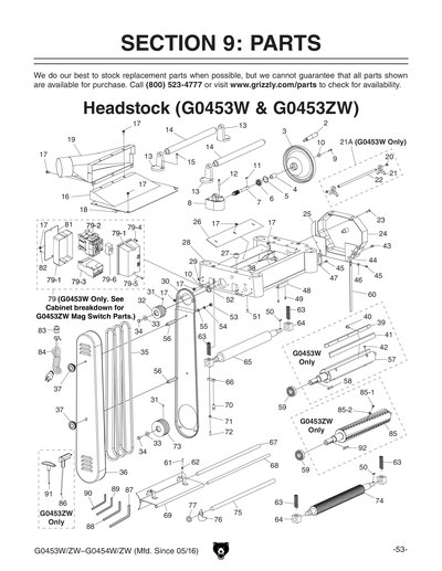 Part Diagram for G0453ZW