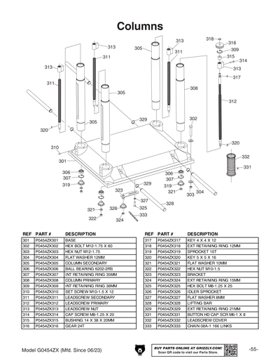 Parts for G0454ZX 20
