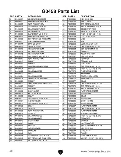 Part Diagram for G0458
