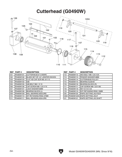 Part Diagram for G0490W