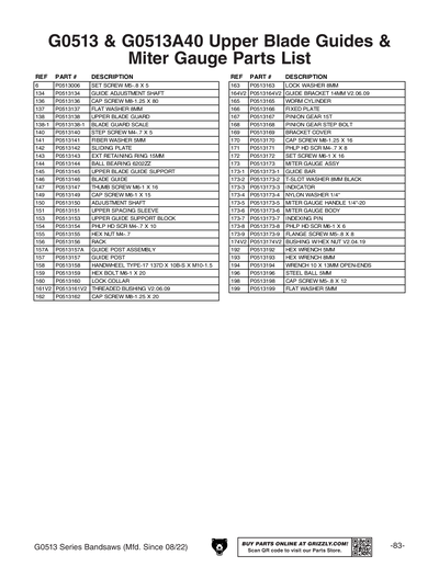Part Diagram for G0513