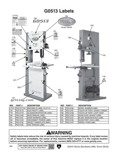 Part Diagram for G0513A40