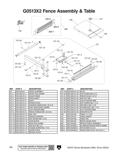 Part Diagram for G0513A40