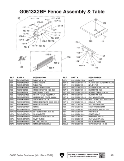 Parts for G0513A40 17