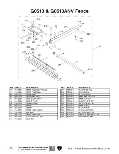Part Diagram for G0513X2B