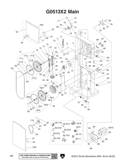 Part Diagram for G0513X2BF
