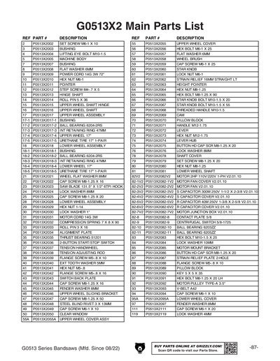 Part Diagram for G0513X2BF