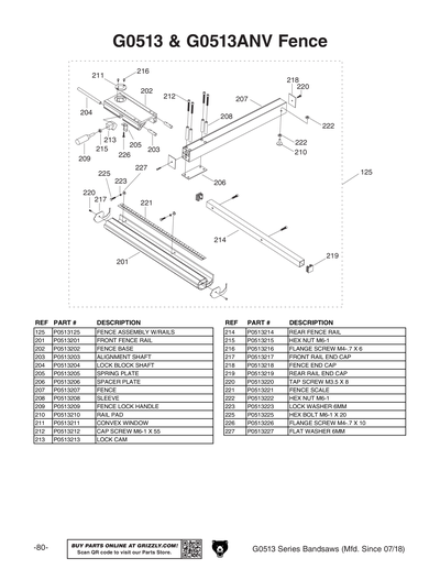 Part Diagram for G0513X2F