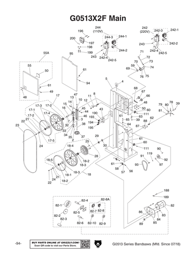 Part Diagram for G0513X2F