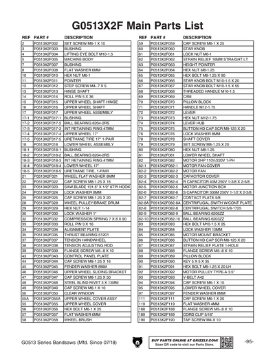 Part Diagram for G0513X2F