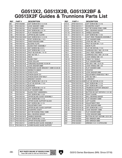 Part Diagram for G0513X2F