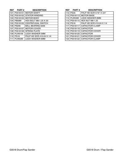 Part Diagram for G0518