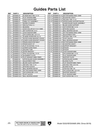 Part Diagram for G0531B