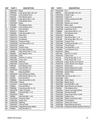 Part Diagram for G0537