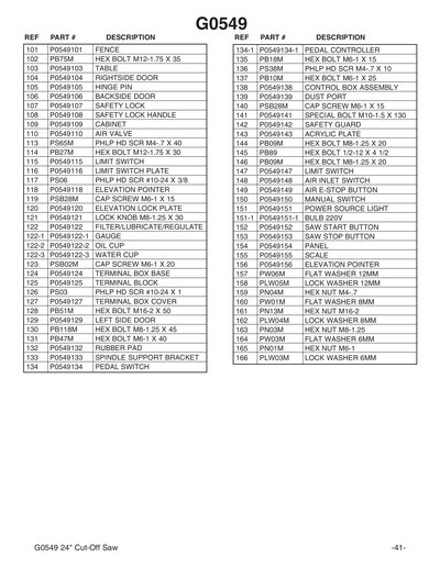 Part Diagram for G0549