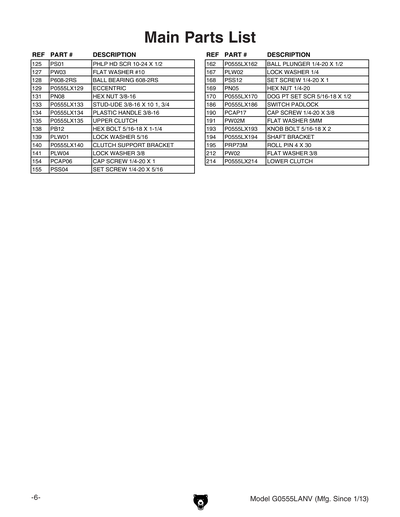 Part Diagram for G0555LANV