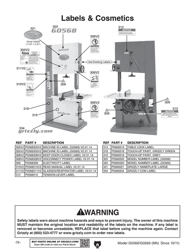 Part Diagram for G0568
