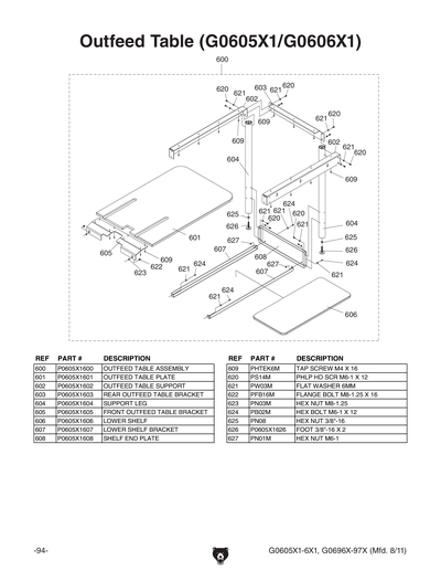 Parts for G0606X1 12