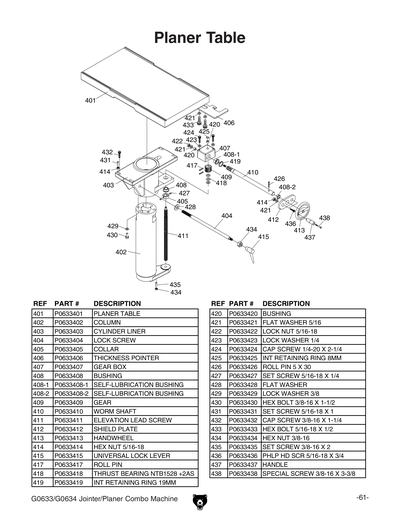 Part Diagram for G0633