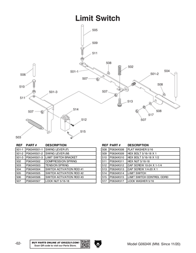 Part Diagram for G0634X