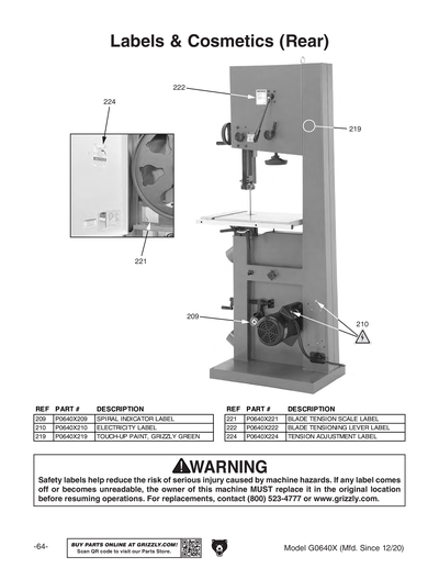 Part Diagram for G0640X