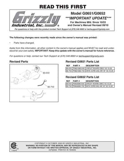 Part Diagram for G0651