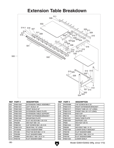 Part Diagram for G0651