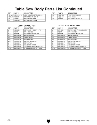 Part Diagram for G0661