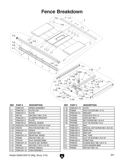 Part Diagram for G0661