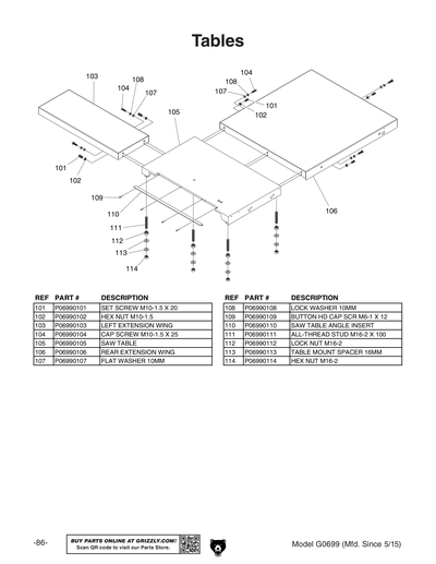 Part Diagram for G0699