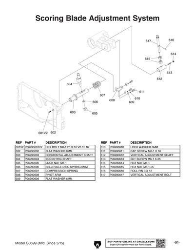 Part Diagram for G0699