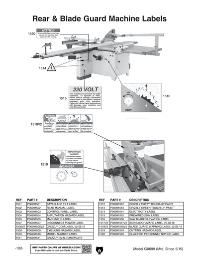 Part Diagram for G0699