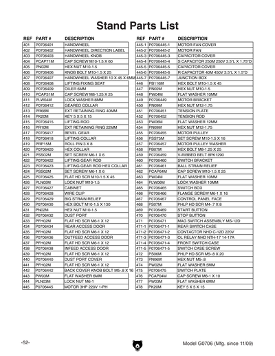 Part Diagram for G0706