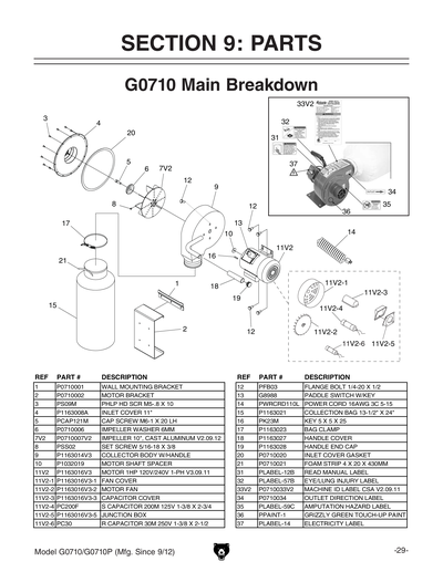 Part Diagram for G0710