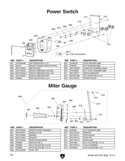 Part Diagram for G0715P