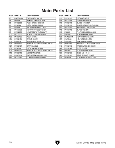 Part Diagram for G0732