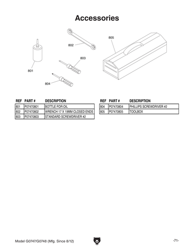 Part Diagram for G0747