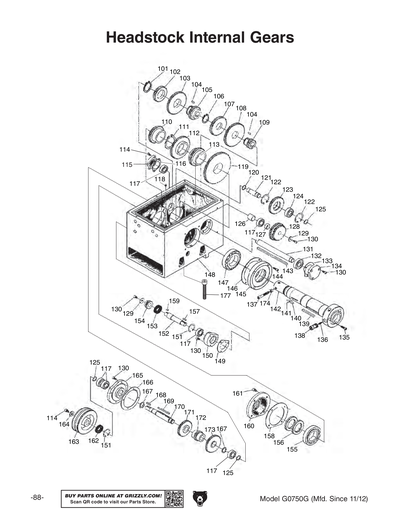 Parts for G0750G 12