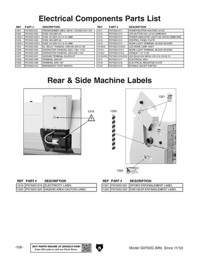Part Diagram for G0750G