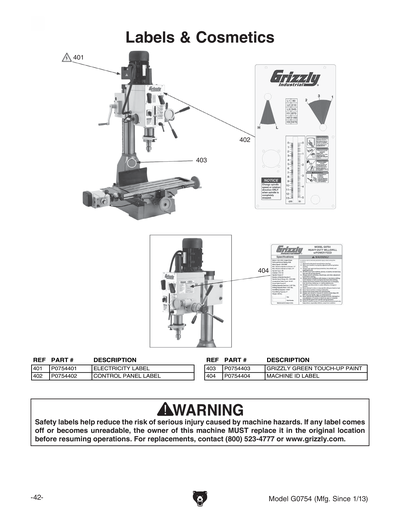 Part Diagram for G0754