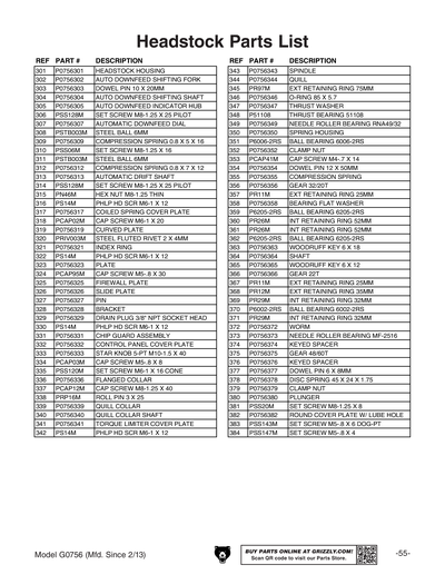 Part Diagram for G0756