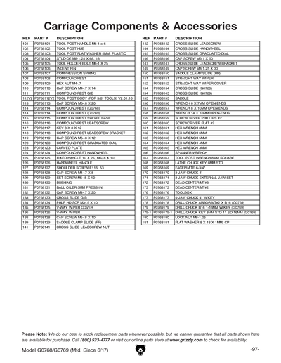 Part Diagram for G0768