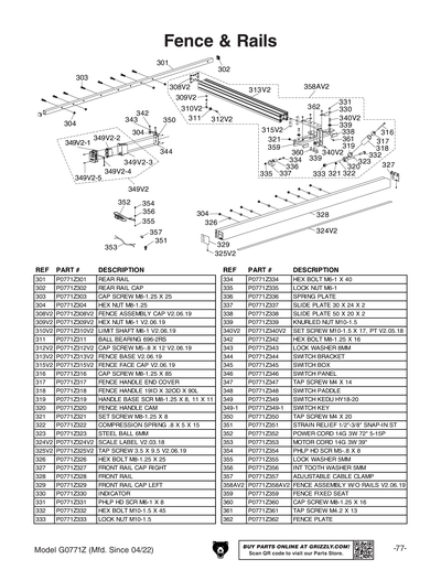 Part Diagram for G0771Z