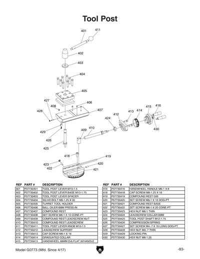 Part Diagram for G0773