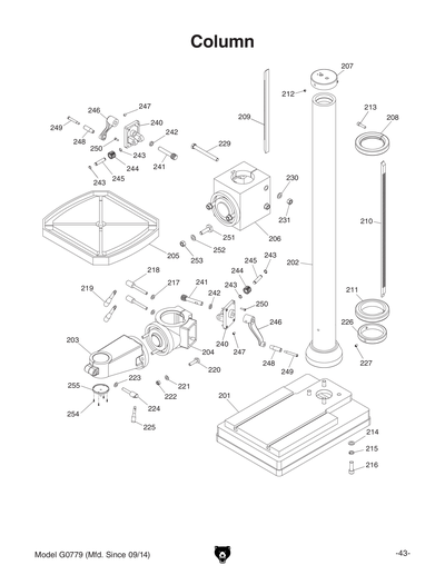 Parts for G0779 23-3/8