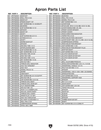 Part Diagram for G0782