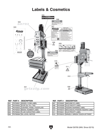 Part Diagram for G0793