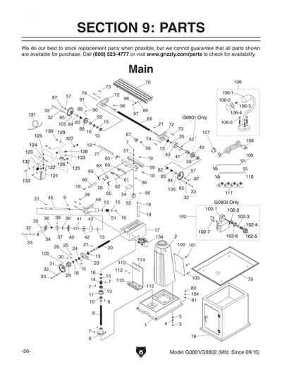 Part Diagram for G0802