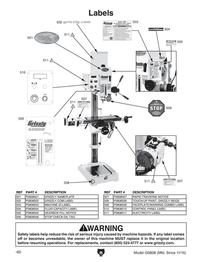 Part Diagram for G0808